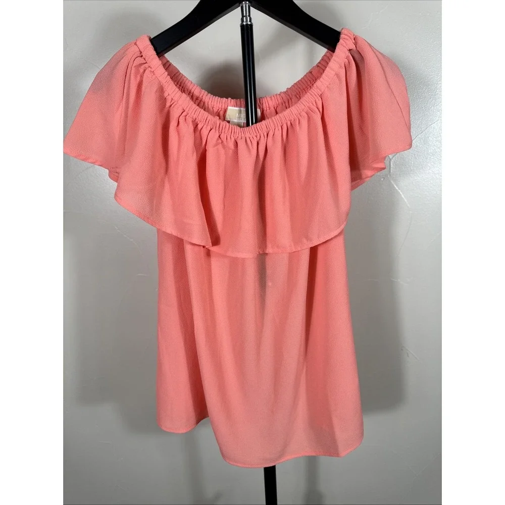 MICHAEL Michael Kors Coral On Or‎ Off-Shoulder Blouse Small